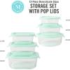 imageMARTHA STEWART 12 Piece Storage Borosilicate Glass Container Set w Snap Martha Blue Lids