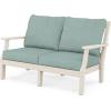 imageMARTHA STEWART by POLYWOOD Chinoiserie 4Piece Deep Seating Set with Loveseat in WhiteSky BlueSand  Glacier Spa
