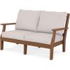 imageMARTHA STEWART by POLYWOOD Chinoiserie 4Piece Deep Seating Set with Loveseat in WhiteSky BlueTeak  Dune Burlap