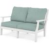 imageMARTHA STEWART by POLYWOOD Chinoiserie 4Piece Deep Seating Set with Loveseat in WhiteSky BlueWhite  Glacier Spa