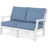 imageMARTHA STEWART by POLYWOOD Chinoiserie 4Piece Deep Seating Set with Loveseat in WhiteSky BlueWhite  Sky Blue