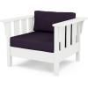 imageMartha Stewart Acadia 4Piece Deep Seating Set with Loveseat in TeakDune BurlapWhite  Navy Linen