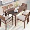 imageMartha Stewart Bedford 71quot IndoorOutdoor Aluminum Patio Table with Umbrella Hole and Brushed Woodgrain Finish in BrownBrown
