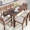 imageMartha Stewart Bedford 71quot IndoorOutdoor Aluminum Patio Table with Umbrella Hole and Brushed Woodgrain Finish in BrownBrown