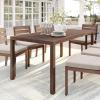 imageMartha Stewart Bedford 71quot IndoorOutdoor Aluminum Patio Table with Umbrella Hole and Brushed Woodgrain Finish in BrownBrown