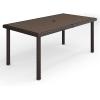 imageMartha Stewart Bedford 71quot IndoorOutdoor Patio Table with Faux Wood Top and Rattan Wicker Finish in GrayBrown