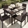 imageMartha Stewart Bedford 71quot IndoorOutdoor Patio Table with Faux Wood Top and Rattan Wicker Finish in GrayBrown