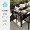 imageMartha Stewart Bedford 71quot IndoorOutdoor Patio Table with Faux Wood Top and Rattan Wicker Finish in GrayBrown