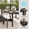 imageMartha Stewart Bedford 71quot IndoorOutdoor Patio Table with Faux Wood Top and Rattan Wicker Finish in GrayBrown