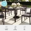 imageMartha Stewart Bedford 71quot IndoorOutdoor Patio Table with Faux Wood Top and Rattan Wicker Finish in GrayBrown