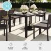 imageMartha Stewart Bedford 71quot IndoorOutdoor Patio Table with Faux Wood Top and Rattan Wicker Finish in GrayBrown