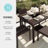 imageMartha Stewart Bedford 71quot IndoorOutdoor Patio Table with Faux Wood Top and Rattan Wicker Finish in GrayBrown