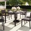imageMartha Stewart Bedford 71quot IndoorOutdoor Patio Table with Faux Wood Top and Rattan Wicker Finish in GrayBrown