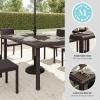 imageMartha Stewart Bedford 71quot IndoorOutdoor Patio Table with Faux Wood Top and Rattan Wicker Finish in GrayBrown