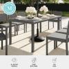 imageMartha Stewart Bedford 71quot IndoorOutdoor Patio Table with Faux Wood Top and Rattan Wicker Finish in GrayGrey