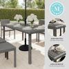imageMartha Stewart Bedford 71quot IndoorOutdoor Patio Table with Faux Wood Top and Rattan Wicker Finish in GrayGrey