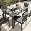 imageMartha Stewart Bedford 71quot IndoorOutdoor Patio Table with Faux Wood Top and Rattan Wicker Finish in GrayGrey