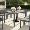 imageMartha Stewart Bedford 71quot IndoorOutdoor Patio Table with Faux Wood Top and Rattan Wicker Finish in GrayGrey