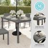 imageMartha Stewart Bedford 71quot IndoorOutdoor Patio Table with Faux Wood Top and Rattan Wicker Finish in GrayGrey