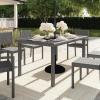 imageMartha Stewart Bedford 71quot IndoorOutdoor Patio Table with Faux Wood Top and Rattan Wicker Finish in GrayGrey