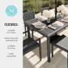 imageMartha Stewart Bedford 71quot IndoorOutdoor Patio Table with Faux Wood Top and Rattan Wicker Finish in GrayGrey
