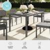 imageMartha Stewart Bedford 71quot IndoorOutdoor Patio Table with Faux Wood Top and Rattan Wicker Finish in GrayGrey