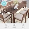 imageMartha Stewart Bedford 9 Piece Patio Set with 71quot Table and 8 Stackable Chairs with Brown Brushed Woodgrain Aluminum Finish Cream AllWeather Seat Cushions