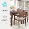 imageMartha Stewart Bedford 9 Piece Patio Set with 71quot Table and 8 Stackable Chairs with Brown Brushed Woodgrain Aluminum Finish Cream AllWeather Seat Cushions