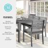 imageMartha Stewart Bedford 9 Piece Patio Set with 71quot Table and 8 Stackable Chairs with Gray Brushed Woodgrain Aluminum Finish Gray AllWeather Seat Cushions