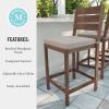 imageMartha Stewart Bedford IndoorOutdoor Aluminum Patio Bar Stools with Brushed Woodgrain Finish in Gray and Gray AllWeather Cushions Set of 2Brown