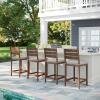 imageMartha Stewart Bedford IndoorOutdoor Aluminum Patio Bar Stools with Brushed Woodgrain Finish in Gray and Gray AllWeather Cushions Set of 2Brown