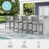 imageMartha Stewart Bedford IndoorOutdoor Aluminum Patio Bar Stools with Brushed Woodgrain Finish in Gray and Gray AllWeather Cushions Set of 2Grey