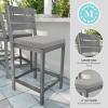 imageMartha Stewart Bedford IndoorOutdoor Aluminum Patio Bar Stools with Brushed Woodgrain Finish in Gray and Gray AllWeather Cushions Set of 2Grey