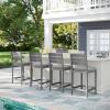 imageMartha Stewart Bedford IndoorOutdoor Aluminum Patio Bar Stools with Brushed Woodgrain Finish in Gray and Gray AllWeather Cushions Set of 2Grey