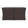 imageMartha Stewart Bedford IndoorOutdoor Modular Patio Loveseat with Rattan Wicker Finish in Brown with Tan AllWeather CushionsTan CushionsBrown Frame