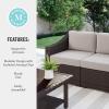 imageMartha Stewart Bedford IndoorOutdoor Modular Patio Loveseat with Rattan Wicker Finish in Brown with Tan AllWeather CushionsTan CushionsBrown Frame