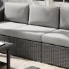 imageMartha Stewart Bedford IndoorOutdoor Modular Patio Sectional Sofa Center Seat with Rattan Wicker Finish in Gray with Gray AllWeather CushionsGray CushionsGray Frame