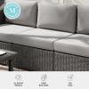 imageMartha Stewart Bedford IndoorOutdoor Modular Patio Sectional Sofa Center Seat with Rattan Wicker Finish in Gray with Gray AllWeather CushionsGray CushionsGray Frame