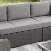 imageMartha Stewart Bedford IndoorOutdoor Modular Patio Sectional Sofa Center Seat with Rattan Wicker Finish in Gray with Gray AllWeather CushionsGray CushionsGray Frame