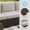 imageMartha Stewart Bedford IndoorOutdoor Modular Patio Sectional Sofa Center Seat with Rattan Wicker Finish in Gray with Gray AllWeather CushionsTan CushionsBrown Frame