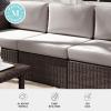 imageMartha Stewart Bedford IndoorOutdoor Modular Patio Sectional Sofa Center Seat with Rattan Wicker Finish in Gray with Gray AllWeather CushionsTan CushionsBrown Frame