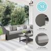 imageMartha Stewart Bedford IndoorOutdoor Modular Patio Sectional Sofa for 6 with Rattan Wicker Finish in Gray with Gray AllWeather Cushions