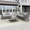 imageMartha Stewart Bedford IndoorOutdoor Modular Patio Sectional Sofa for 6 with Rattan Wicker Finish in Gray with Gray AllWeather Cushions