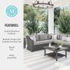 imageMartha Stewart Bedford IndoorOutdoor Modular Patio Sectional Sofa for 6 with Rattan Wicker Finish in Gray with Gray AllWeather Cushions