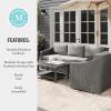 imageMartha Stewart Bedford IndoorOutdoor Modular Patio Sofa for 3 with Rattan Wicker Finish in Gray with Gray AllWeather Cushions