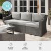 imageMartha Stewart Bedford IndoorOutdoor Modular Patio Sofa for 3 with Rattan Wicker Finish in Gray with Gray AllWeather Cushions
