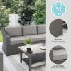 imageMartha Stewart Bedford IndoorOutdoor Modular Patio Sofa for 3 with Rattan Wicker Finish in Gray with Gray AllWeather Cushions