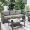 imageMartha Stewart Bedford IndoorOutdoor Modular Patio Sofa for 3 with Rattan Wicker Finish in Gray with Gray AllWeather Cushions