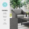 imageMartha Stewart Bedford IndoorOutdoor Patio Accent Chair with Rattan Wicker Finish in Gray with Gray AllWeather CushionsGray CushionsGray Frame