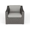 imageMartha Stewart Bedford IndoorOutdoor Patio Accent Chair with Rattan Wicker Finish in Gray with Gray AllWeather CushionsGray CushionsGray Frame